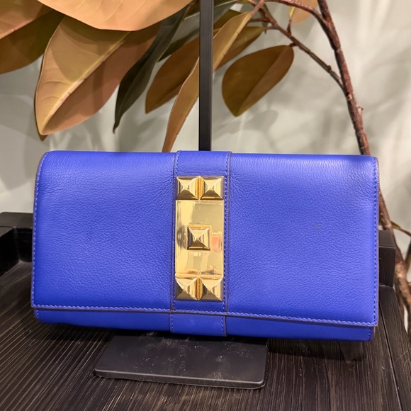 Blue Clutch with Gold Studs - Picture 1 of 5